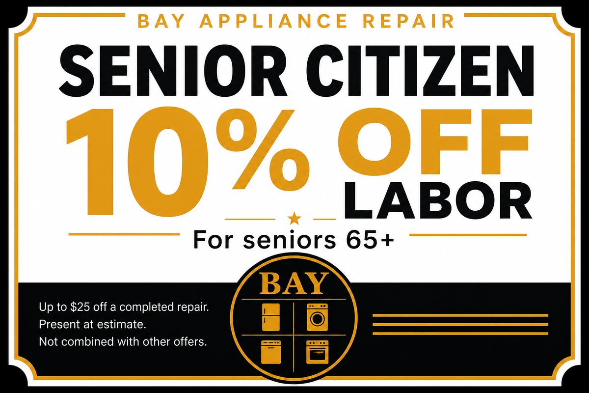 Senior citizen 10% off labor coupon, Bay Appliance Repair